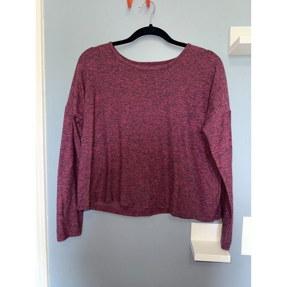 Beyond Yoga Red Space-Dyed Featherweight Cropped Long Sleeve Shirt | Size Medium